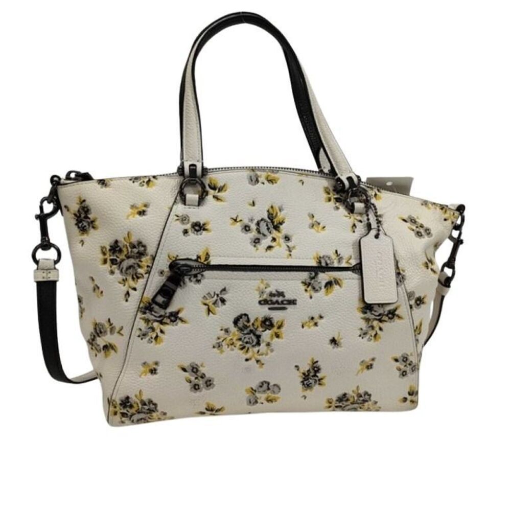 COACH Handbag 87109 White Yellow Black Leather Women's Shoulder Bag